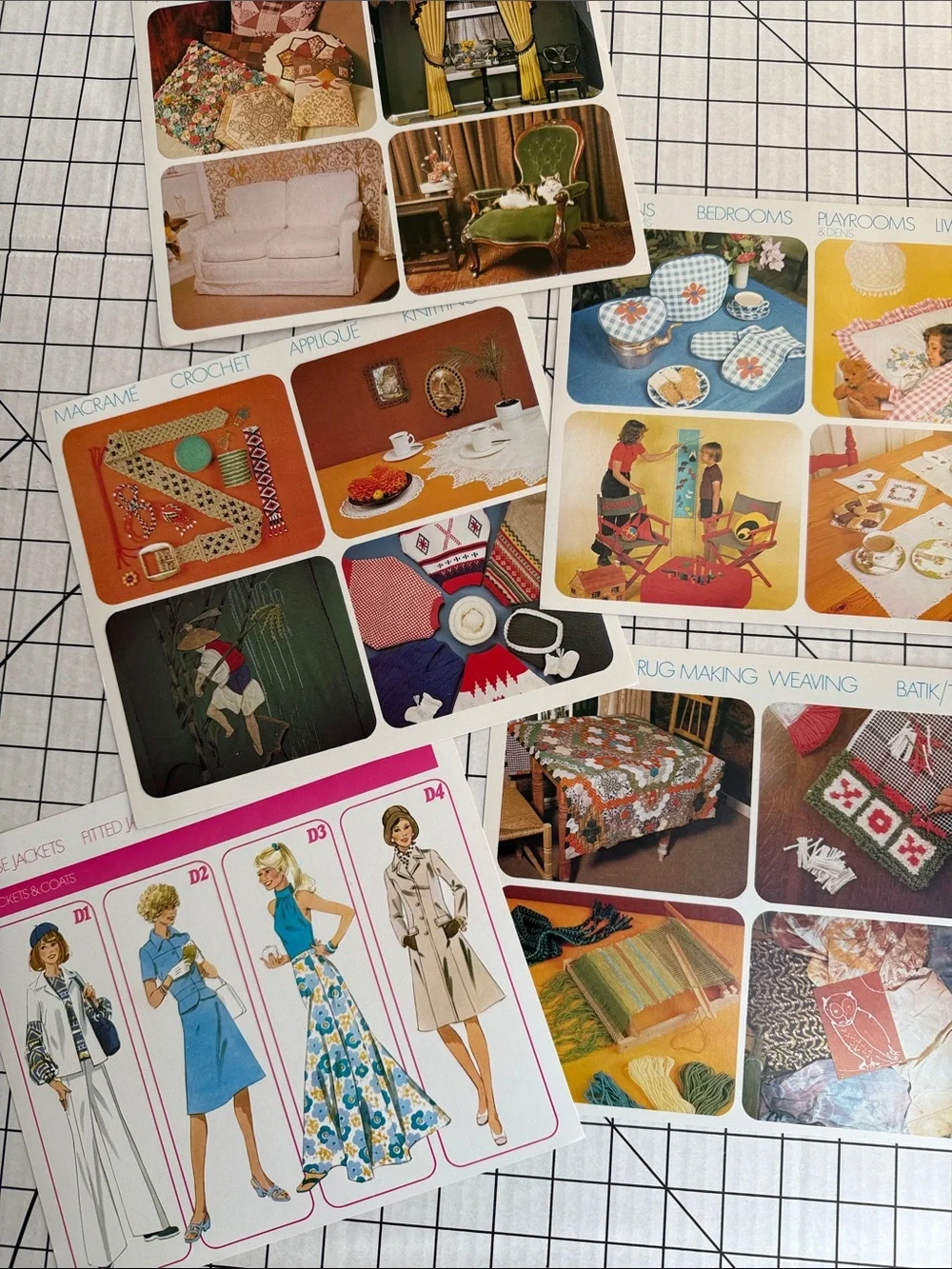 Vintage 1970s Fabric Store Display Cards Set of 8 Sewing Craft Retail POP Signs
